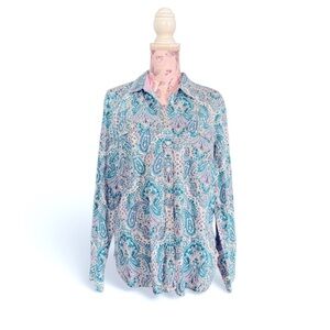 Talbots Swirl Paisley Print Button Down